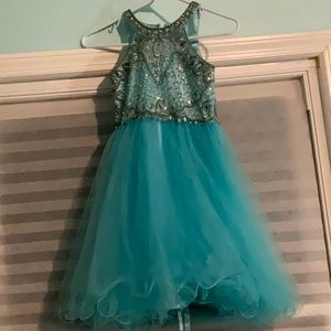 Girls Teal Party Dress